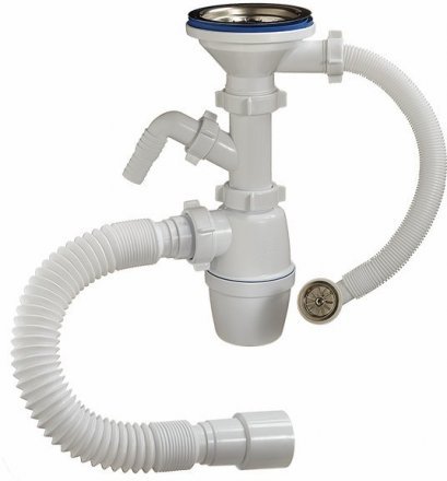 Сифон(круглый) для керамогранит.мойки отвод с перелив. 3 1/2 40 А-5011 (О)